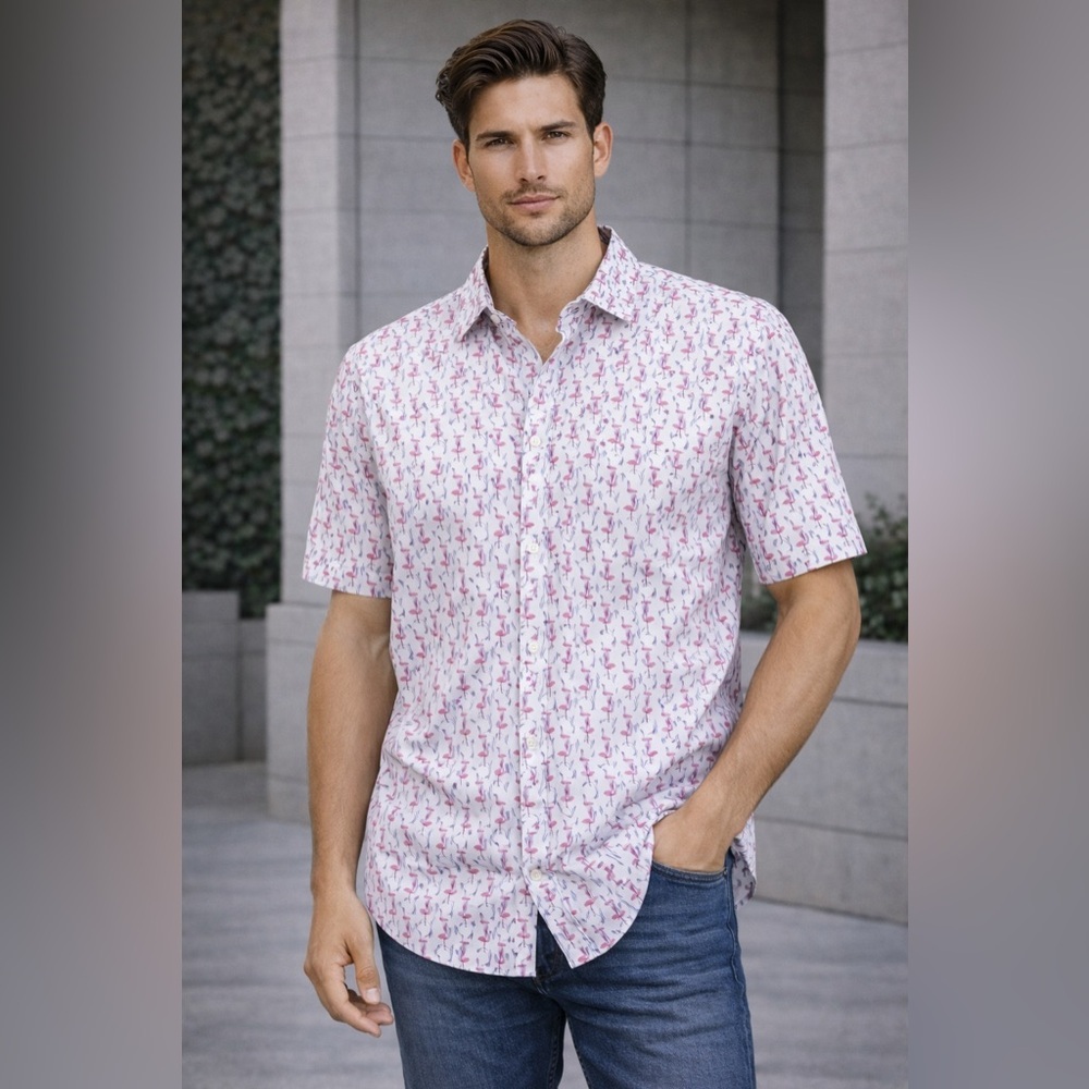 Jos. A. Bank Pink Flamingo Casual Button Down Shirt